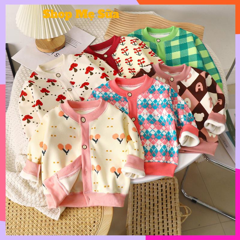 Áo Khoác Cardigan Áo Len Nhung Dệt Kim Cho Bé Trai, Bé Gái Từ 1-5 Tuổi - Loại 1