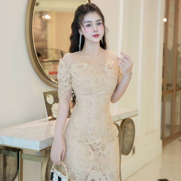 Váy Nữ Nâu Tây MAY M178 Đi Cưới Lễ Tết - Đầm Ren Thiết Kế Dáng Dài Chuẩn MAY 0