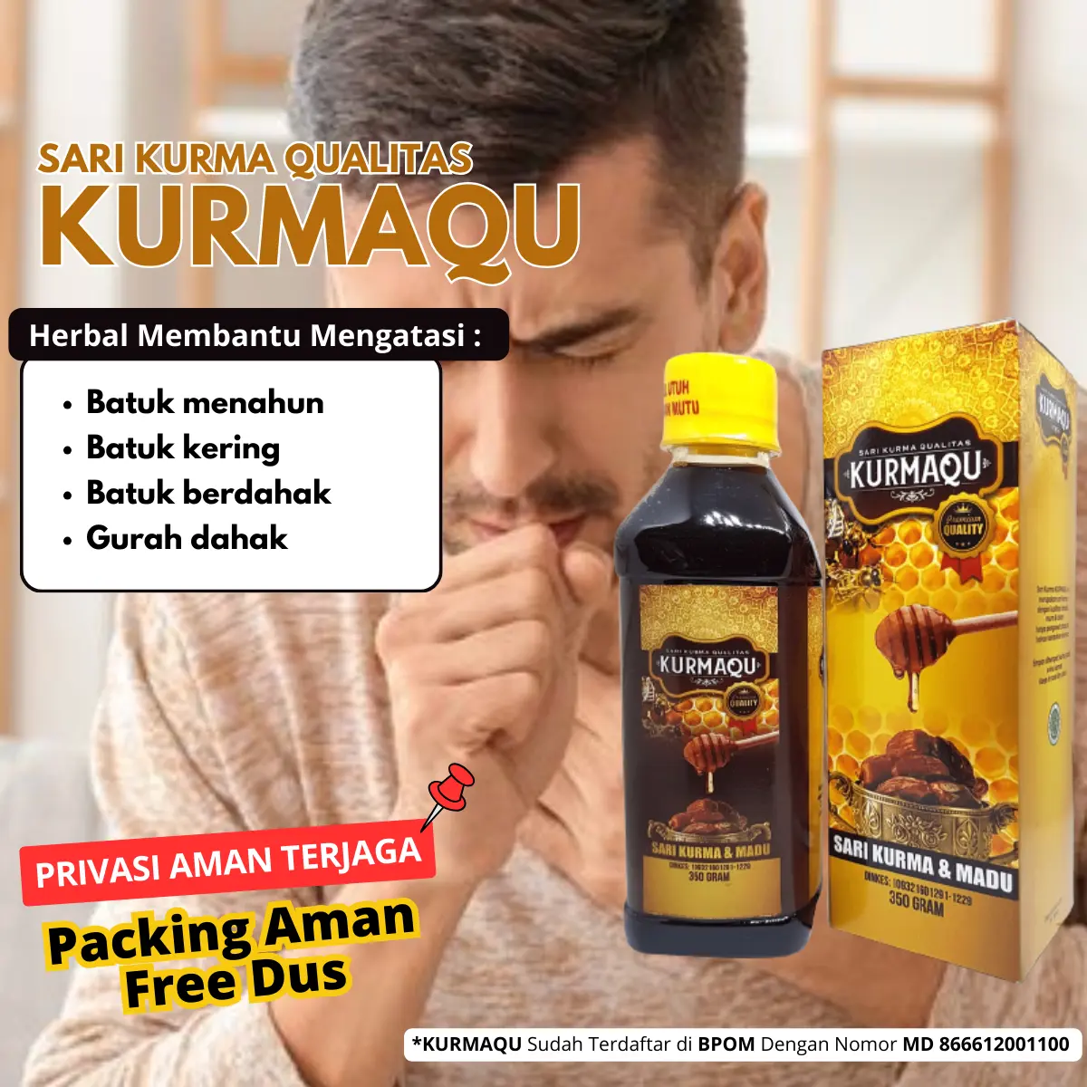 KurmaQu Batuk Tak Kunjung Sembuh Herbal Batuk Rejan Berdahak Dan Kering Gatal Tenggorokan Isi 350 Gram