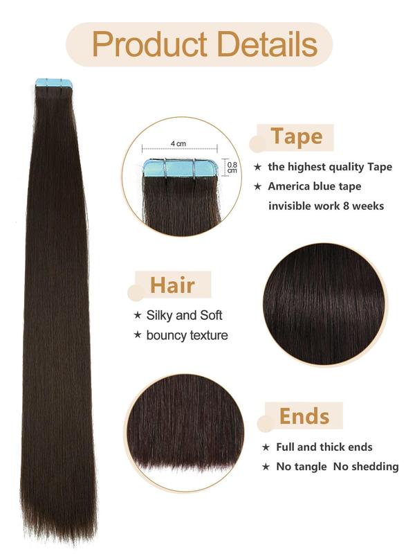 18 Inch Long Straight Tape in Hair Extensions, Gorgeous Fluffy Wigs for Women, Synthetic Hair Extensions for Party, Daily Use 2