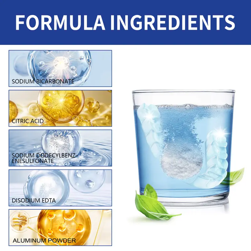 Jaysuing dentures cleaning tablets dazzle white dentures fresh breath oral care cleaning tablets 4