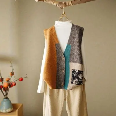 Áo Vest Dệt Kim, Phong Cách Cổ Điển Dáng Rộng Vừa Vặn, Thiết Kế Đẹp, Áo Vest Len Độc Đáo Áo Ghi Lê Ngoài Nữ, Thích Hợp Cho Mùa Thu Và Mùa Đông, Hàng Mới Về