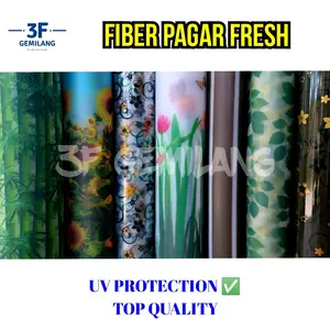 Fiber Plastik Pelapis Penutup Pagar Rumah MOTIF BEWARNA FRESH UV Protection Top Quality