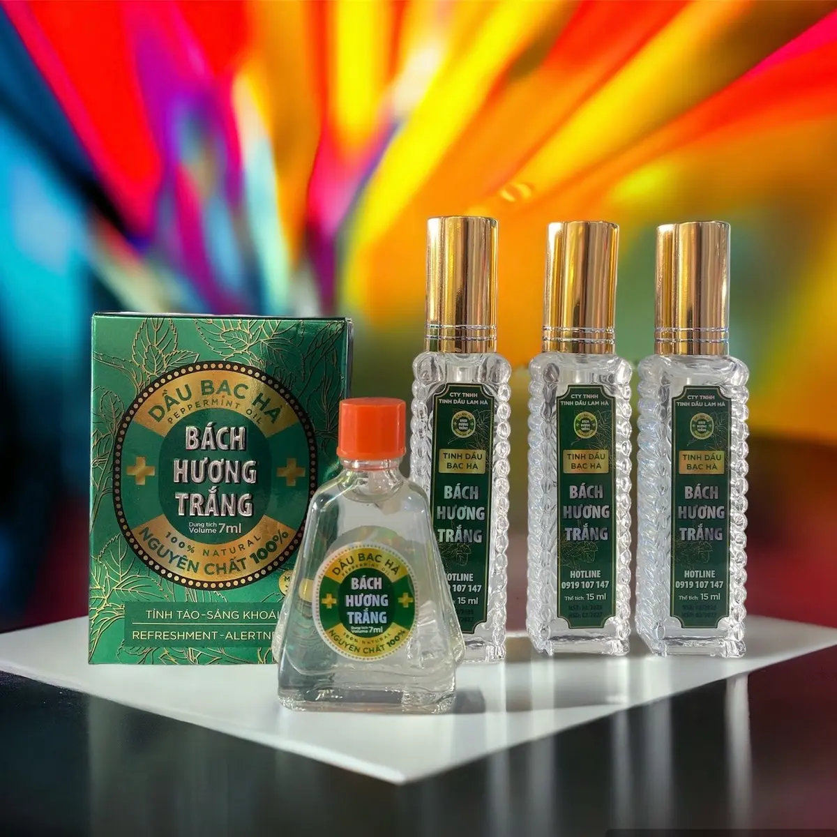 01 chai 7ml + 03 chai 15ml dầu bạc hà Bách Hương Trắng đánh tan cơn đau nhứt vay gáy  Hỗ trợ giấc ngủ hit muisieuto