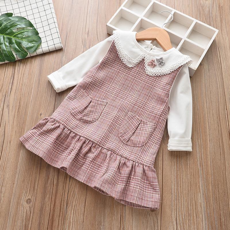 Áo sơ mi lớp cơ sở cho bé gái, quần áo mùa xuân và mùa thu, áo sơ mi cổ búp bê cho trẻ em, áo thun dài tay cho Em Bé gái 4