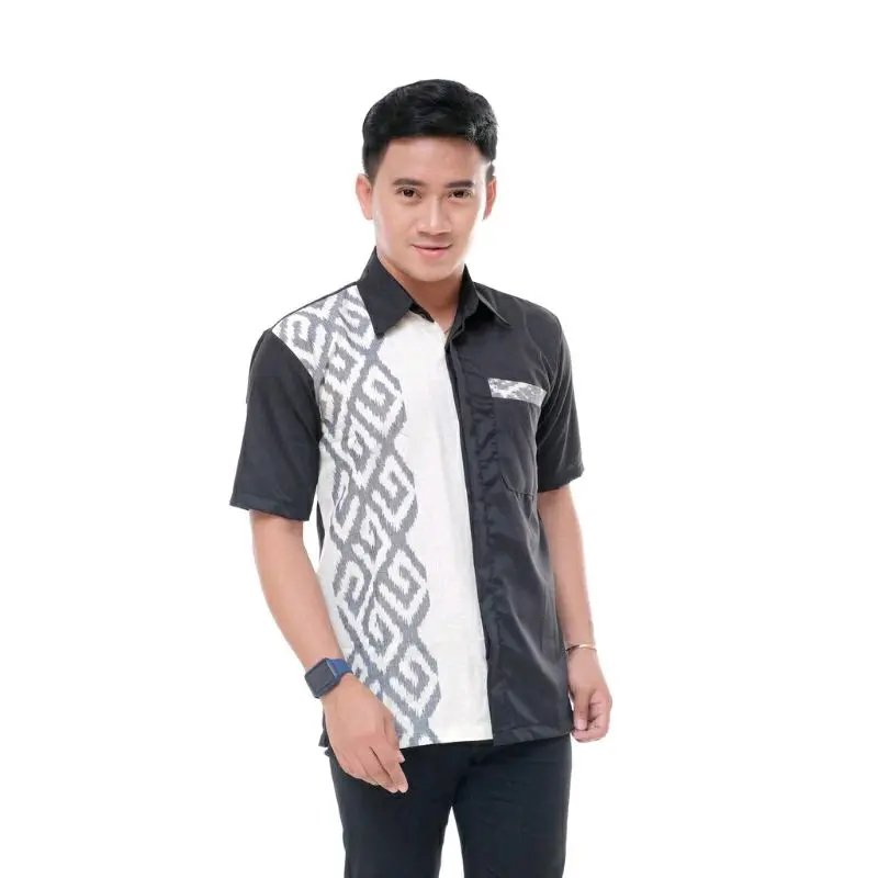 kemeja tenun pria kemeja pria lengan pendek Baju lengan Panjang kemeja Kain tenun 4