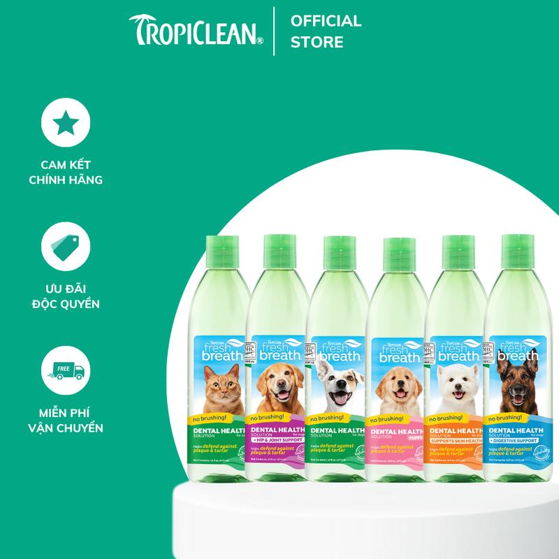 Nước vệ sinh răng miệng bổ sung chức năng cho Chó/ Mèo TropiClean Fresh Breath Oral Care Water Additive 473ml
