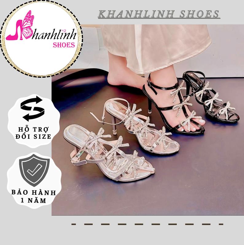 GIÀY CAO GÓT NỮ 9 PHÂN KHANHLINH SHOES - SANDAL NỮ ĐAN NƠ 3 MÀU - GUỐC NỮ HỞ GÓT ĐAN NƠ GÓT NHỌN 9CM DéP