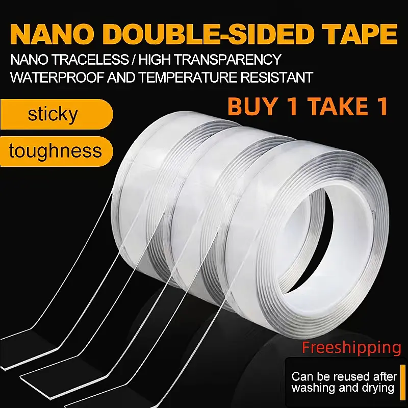 BUY 1 TAKE 1 3M 5M Double-Sided Nano Tape Traceless Sticky Adhesive Washable Removable Tape