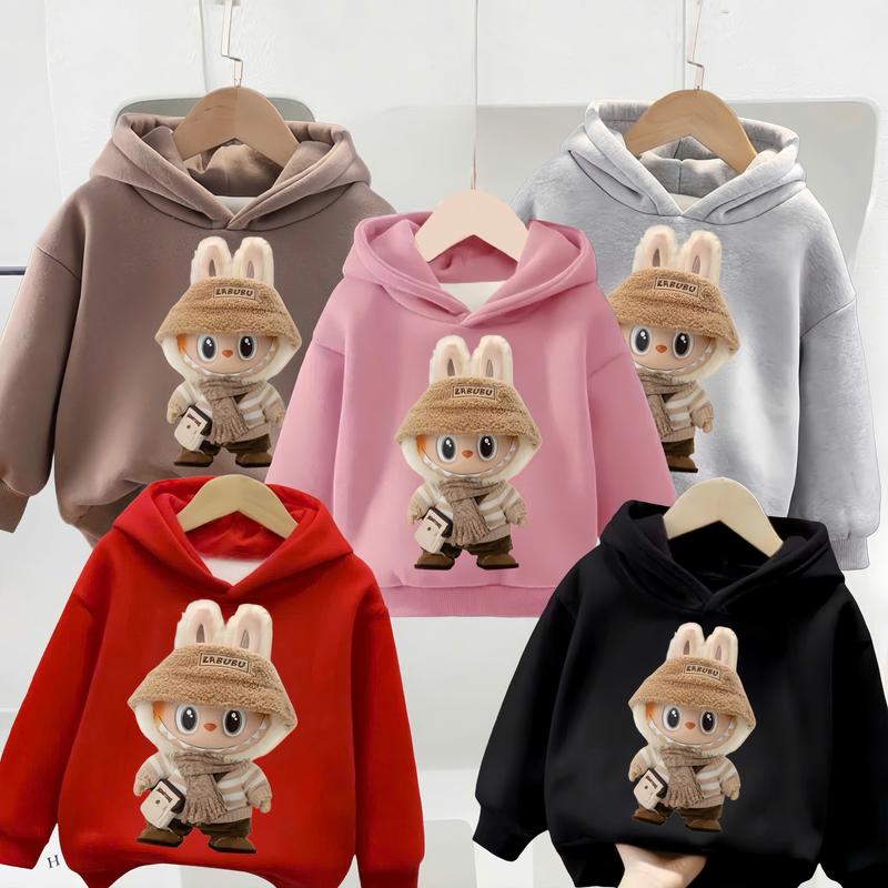 Áo nỉ hoodie bé trai, bé gái in hình labubu 7 màu sắc, mũ 2 lớp chất nỉ bông mềm mịn cho bé 6-30kg
