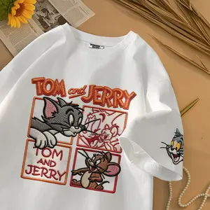 Hub Digital Printing Tshirt Kaos Lengan Pendek Oversize Unisex Gambar Tom and Jerry Korean Style Bahan Cotton