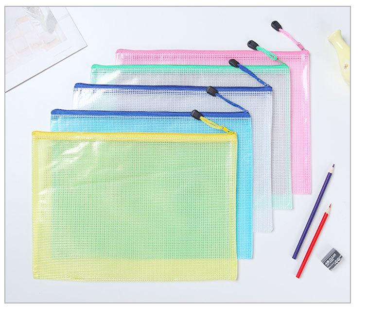Product Introduction of A3A4A5A6Transparent File Mesh File Zip Zipper Bags Waterproof Office School Stationery Mesh 9
