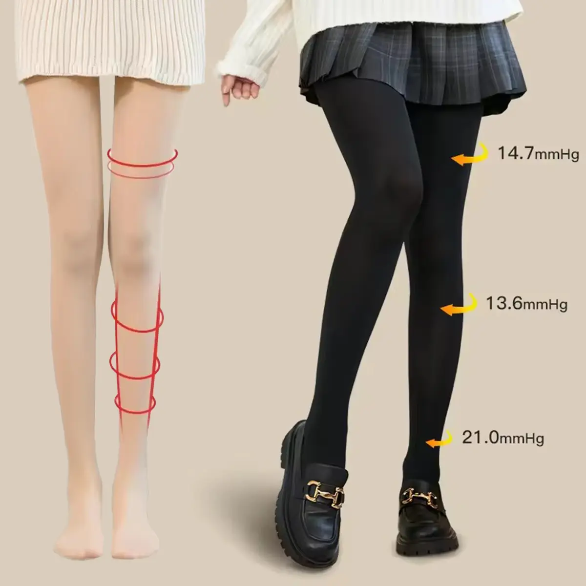 Black Tights Stockings Compression Pantyhose for Women Warm Stockings 200D One-size-fits-all Skin Color Bottoming Socks