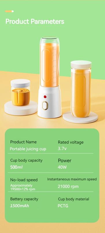 Product Introduction of Portable Wireless Blender Electric Fruit Juicer Machine For Orange Ice Crushing 10 Blades Auxiliary Food Machine 1500mA Mixer juiceblender fruit blender 33
