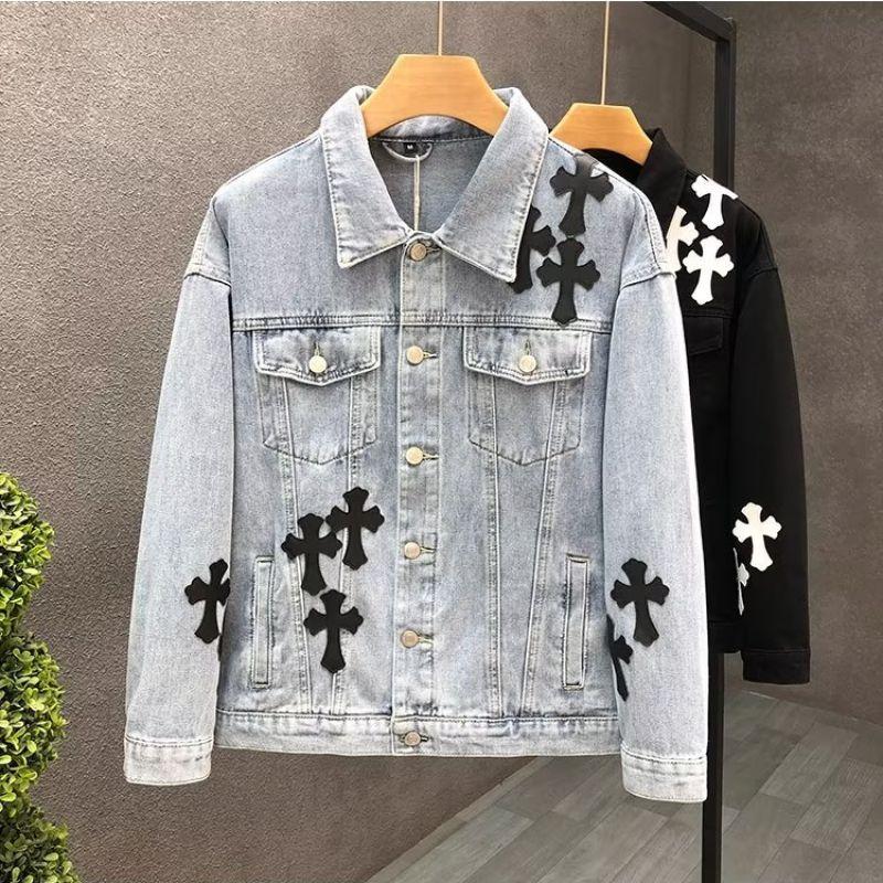 Áo Khoác Denim Chéo, Phong Cách Mỹ Mùa Thu, Ins Hợp Xu hướng, Phong Cách Hồng Kông, Unisex, Áo Khoác Cổ Điển Rung Cảm Đường Phố Cao Cấp, Thích Hợp Cho Các Cặp Đôi, 1 / 2áo 0