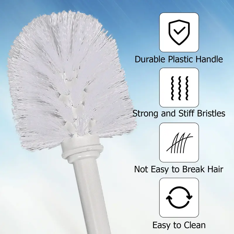 2PCS Toilet Brush with Holder - Free Standing Toilet Scrubber for Bathroom Cleaning (White) 7