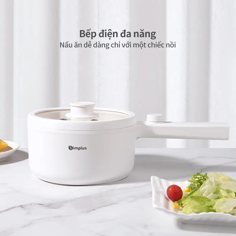 INSSA Nồi lẩu điện chống dính 1.5L đa chức năng, thích hợp cho 2-3 người, điều chỉnh nhiệt độ, tay cầm dài DZGH002 2