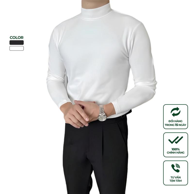 Áo Thun Nam Cao Cấp Tay Dài Cổ Lọ Harold Thiết Kế Trẻ Trung, Chất Vải Mềm Mịn Thoáng Mát, Co Giãn Chống Nhăn, Đứng Form Vừa Vặn - Hàng Cao Cấp