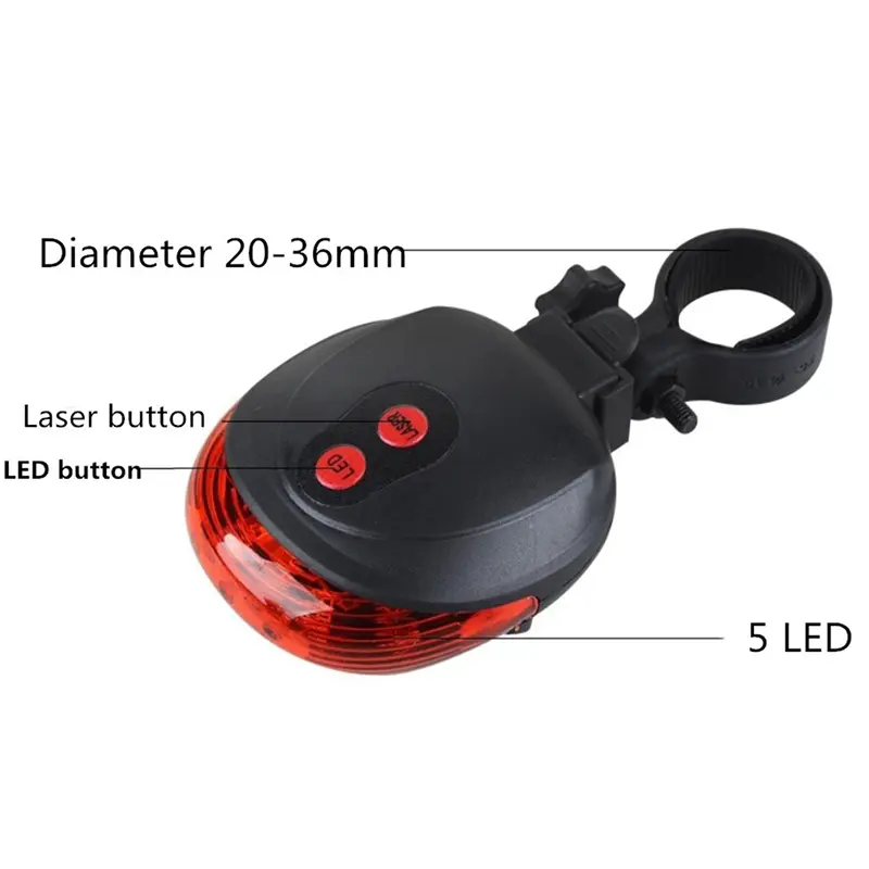 Đèn nhấp nháy cảnh báo an toàn đuôi xe đạp, 2 laser và 5 đèn LED, cho xe đạp đi xe đạp phía sau 1