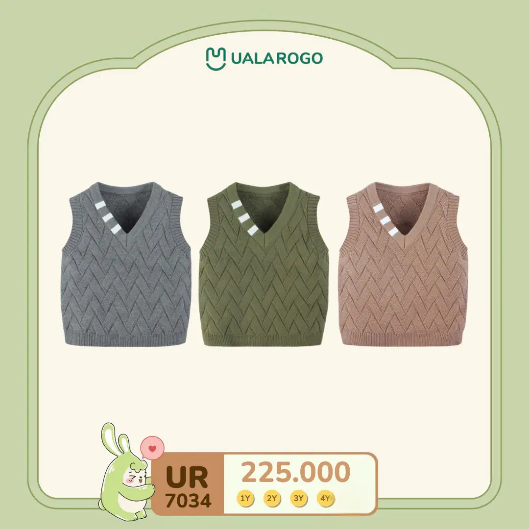 Áo Gile Len Cổ Sọc Chất Liệu Mềm Mịn Ấm Áp Cho Bé Từ 1-4Y UalaRogo UR 7034