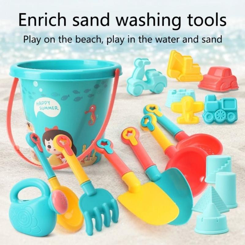 Product Introduction of Summer Travel 18 PCS/Set Sandbox Set Model Children Gifts Shovels Watering Can Bucket Beach Sand Toys Set Beach Toys Sand Rake Toy 8