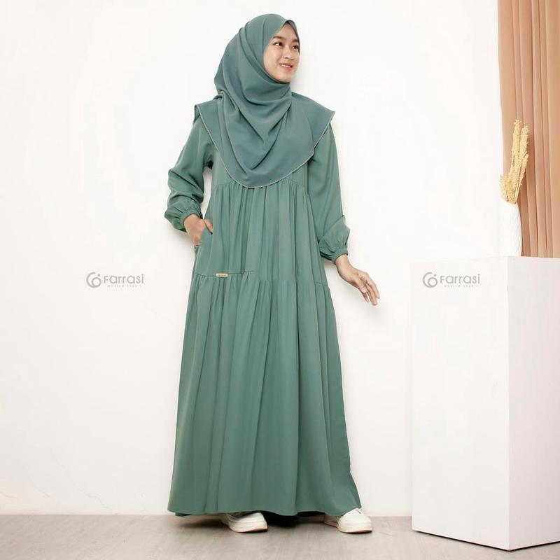Gamis Rempel Susun Bahan Crinkle Airflow \ Busana Muslimah Terbaru \ Gamis Wanita Busui Friendlyrbaru busui 2
