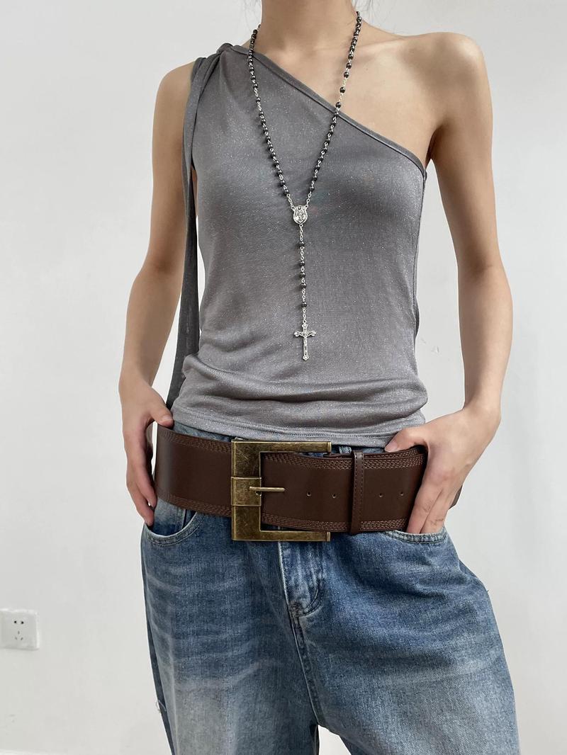 Product Introduction of Women's Vintage Western Belt, Fashionable PU Leather Belt for Women & Girls, Casual Waistband for Jeans Trousers, Trendy All-match & Exquisite Belt for Birthday Gift 2
