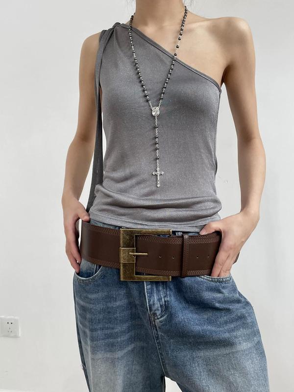 Women's Vintage Western Belt, Fashionable PU Leather Belt for Women & Girls, Casual Waistband for Jeans Trousers, Trendy All-match & Exquisite Belt for Birthday Gift 2