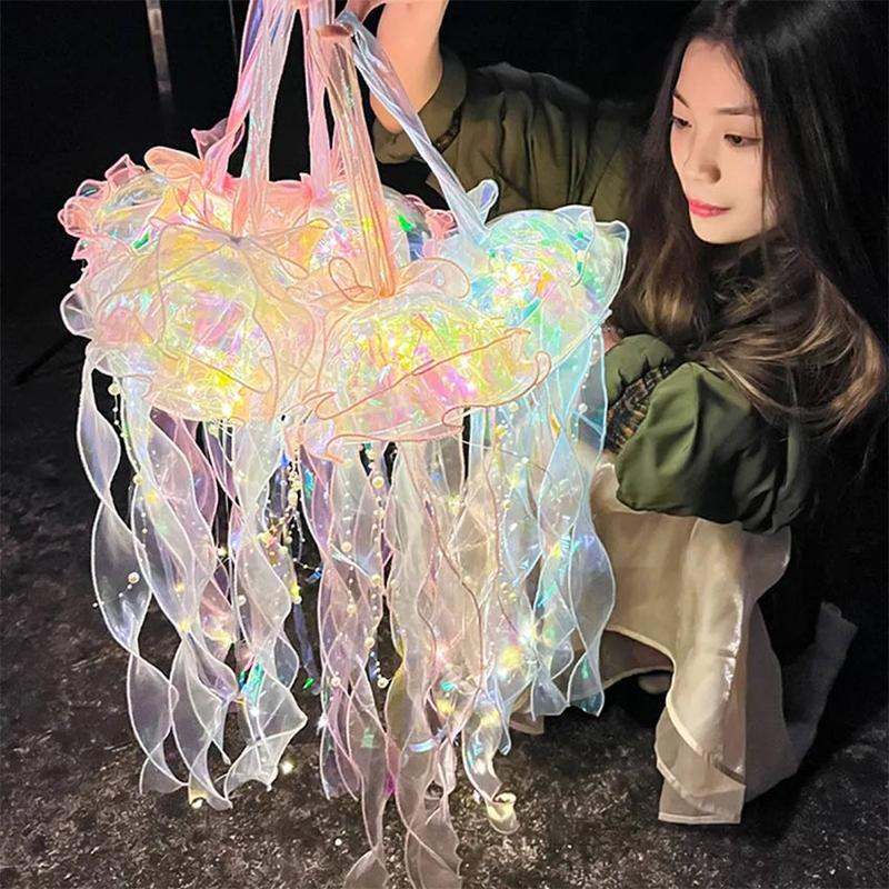 Lampu Ubur-Ubur Portable Mermaid Dekorasi Pesta DIY Hanging Jellyfish Lantern Little Mermaid Sea Party 6