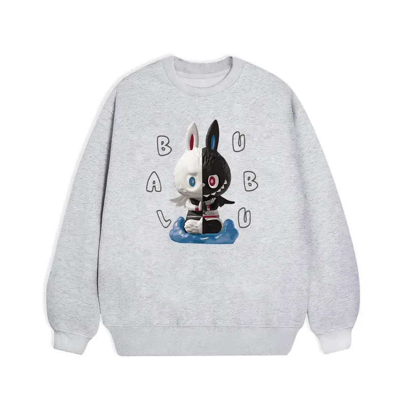 Lives - Áo Sweater Nỉ Bông Nam Nữ Trơn Form Rộng Cotton Unisex, Áo Khoác Hoodie Oversize Trend Thu Đông - Labubu TrainDra 4