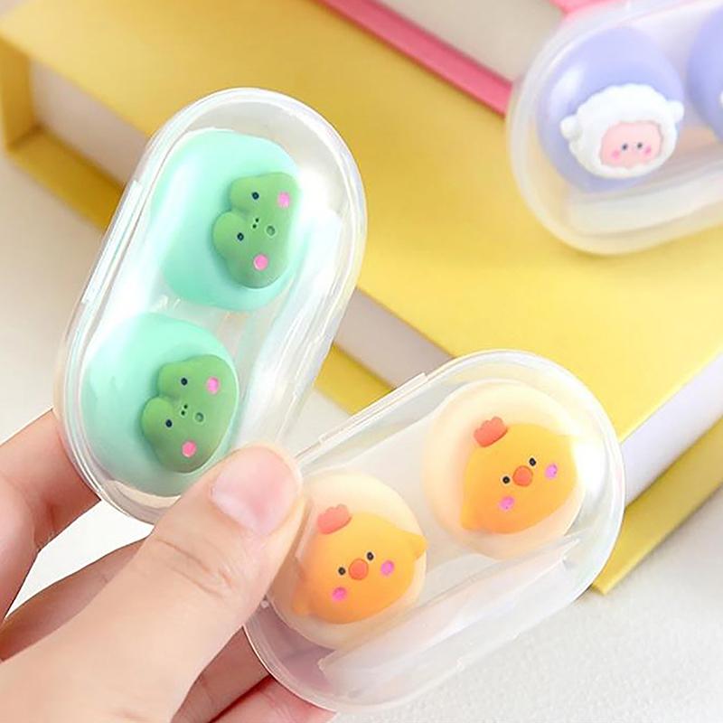Product Introduction of Cartoon Animal Contact Lens Case Companion Box Cute Student Myopia Mini Contact Eye Portable Compact Storage Box Care Box 19