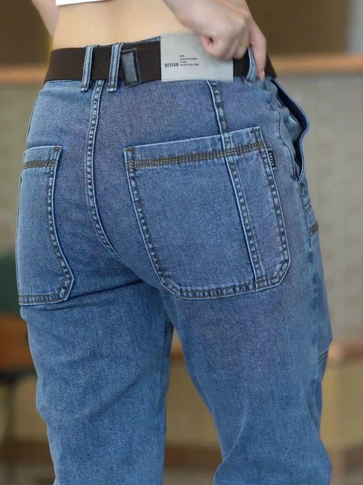 Product Introduction of Stretch Men's Jeans All-Matching Straight Six Pockets Pocket Casual Pants New Chinese Trousers 4