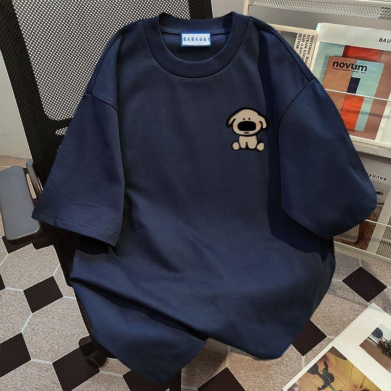 Product Introduction of 100% Cotton Puppy Cute Printed Short Sleeve T-Shirt Unisex Summer Loose Top boxy  shirt oversized  shirt  men 12