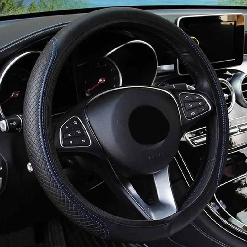 Product Introduction of 15-Inch Car Steering Wheel Cover, PU Leather Universal Non-slip Car Steering Wheel Cover without Inner Ring, Auto Interior Decoration, Car Accessories 7