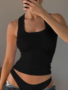 Women's Solid Tank Top, Casual Sleeveless Top for Summer, Ladies Clothes for Daily Wear