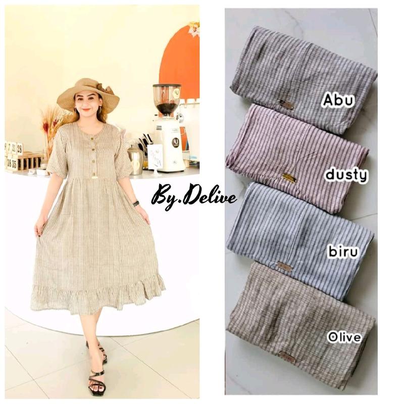 Dress rayon motif salur//dress rayon motif bunga dahlia 0