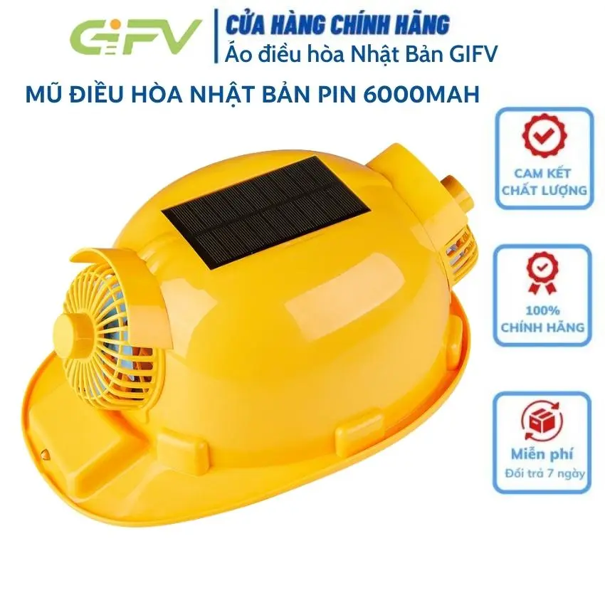Mũ bảo hộ có quạt, mũ điều hòa Nhật Bản có gắn quạ gió, mũ điều hòa có gắn quạt gió siêu mát, pin 6000mAh chạy liên tục 12-16 tiếng