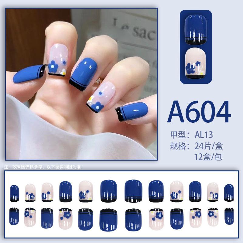 Product Introduction of Summer Autumn Gentle Simple Pure Desire Style Wearable Nail Tips Printed Solid Color French Style Detachable Fake Nails 6