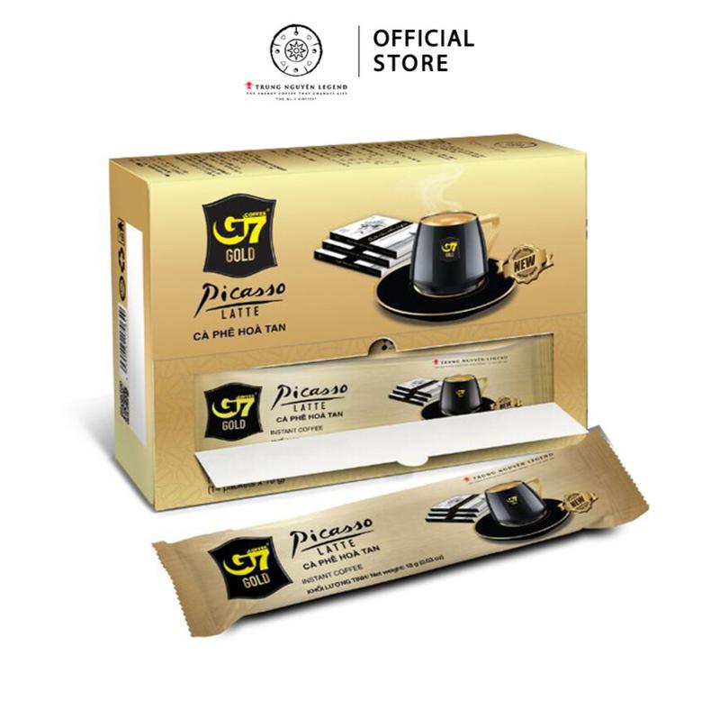 Trung Nguyên Legend Coffee, Cà phê sữa hòa tan G7 3IN1 Gold Picasso Latte 252g (14 gói x 18g) Cafe ngọt cà phê 3 trong 1 sữa  cà phê 3 trong 1  cà phê hòa tan