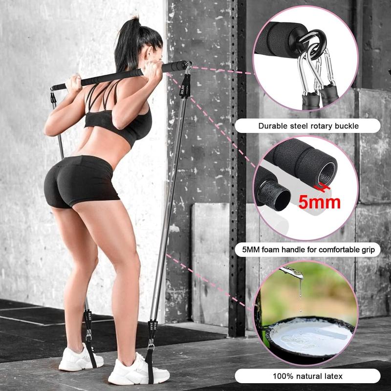 Product Introduction of Pilates Bar Kit with Resistance Bands, WeluvFit Portable Exercise Fitness Equipment for Women &amp; Men, Home Gym Workout 3-Section Stick Squat Yoga Pilates Flexbands Kit for Full Body Shaping 12