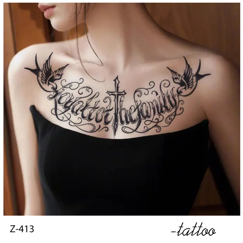 ZOAR Y45Stiker Tato Temporary Semi Permanen 【tampilan payudara besar】Tahan lama Tattoo menempel dekorasi seni untuk pria dan wanita 7