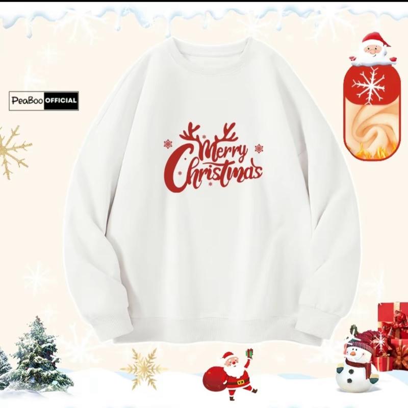 Áo nỉ sweater in hình 5D chữ merychirstmas chất nỉ bông form rộng unisex Top Hoodie SEO 2