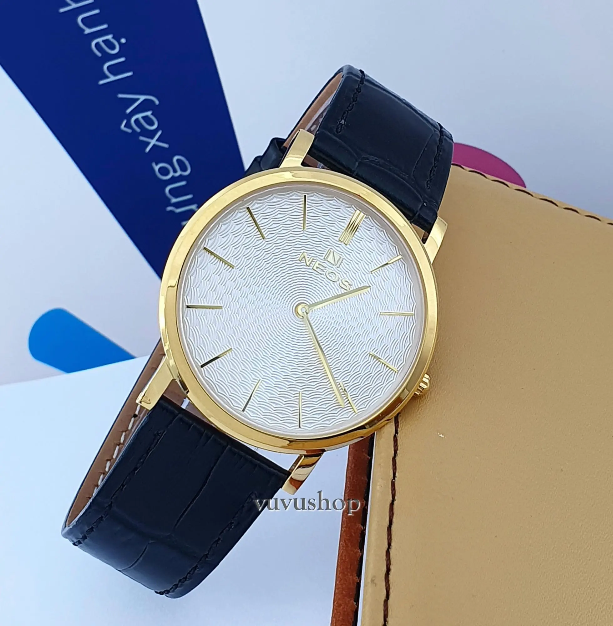 Đồng hồ nam NEOS N-40577M Dây da Siêu mỏng Chính hãng