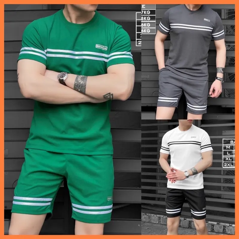 Bộ Quần Áo Mặc Nhà Thể Thao Nam Chất Tổ Ong Mùa Hè Phong Cách Cao Cấp