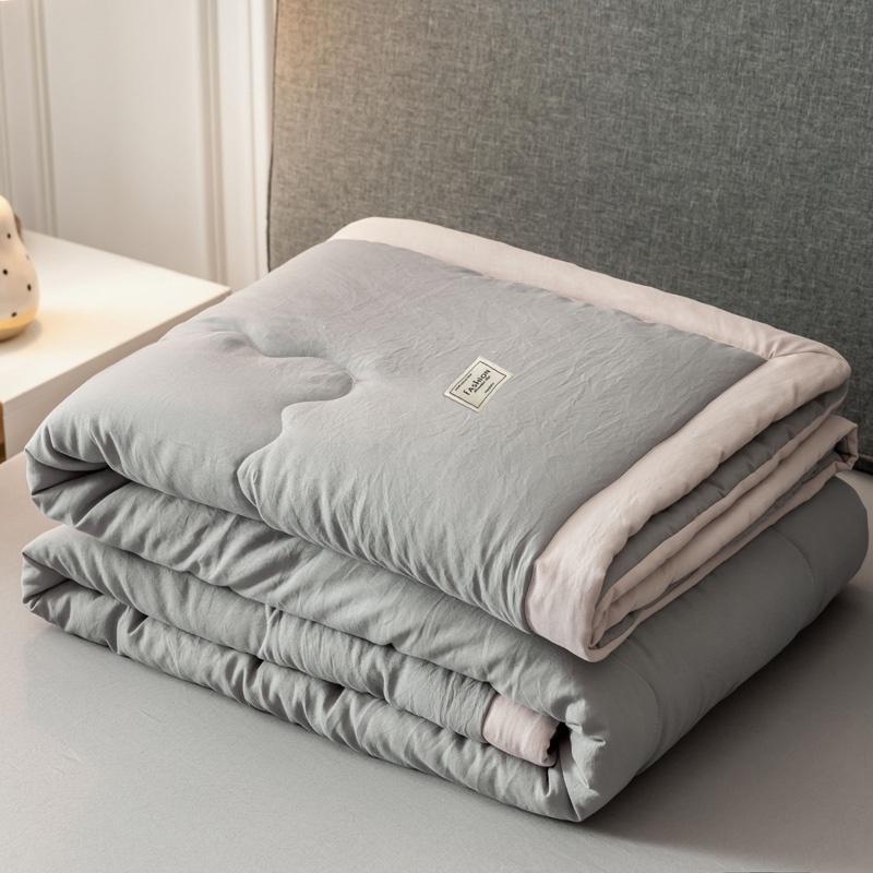 Soft Blanket Japanese Minimalist Style Super Soft Comforter Premium Cotton Quilt Single Queen King Size Air Conditioning Quilt Plain Summer Blanket 3