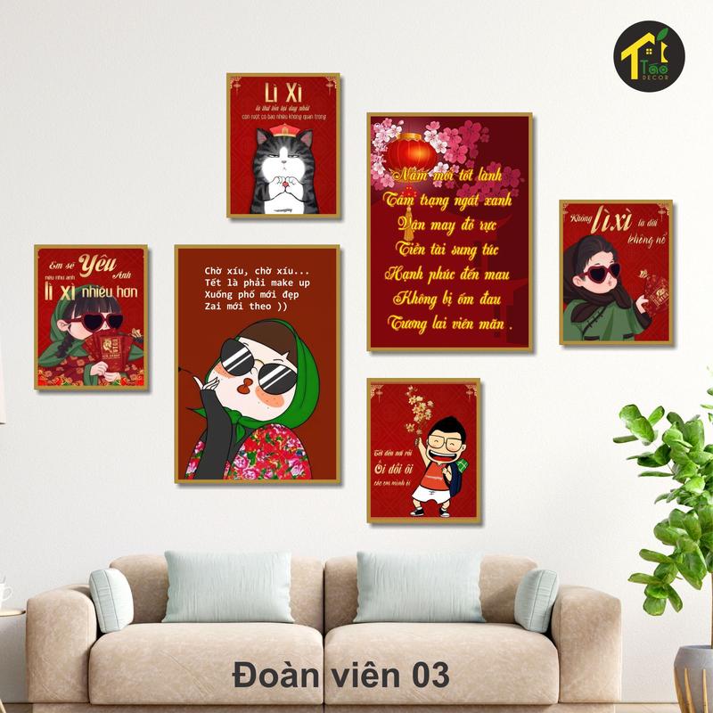  Set 6 Tranh Trang Trí Tết đỏ tươi may mắn Background chụp ảnh 2026 dán tường đồ decor tết trang trí ngày tết tranh decor ý nghĩa cho ngày tết thêm trọn vẹn kèm sẵn keo dán tranh dày 5mm chịu được nước giữ màu và dễ lau chùi Táo Decor 