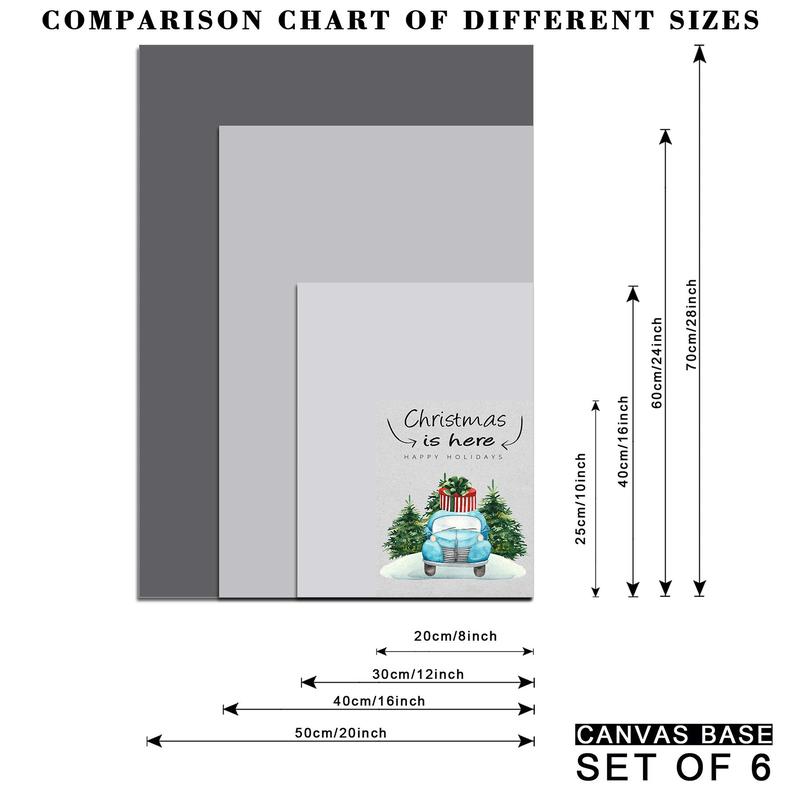 Christmas Themed Frameless Painting, 6 Counts/set Cartoon Christmas Pattern Wall Art Poster, Wall Art Decor for Home Living Room Bedroom Office 1
