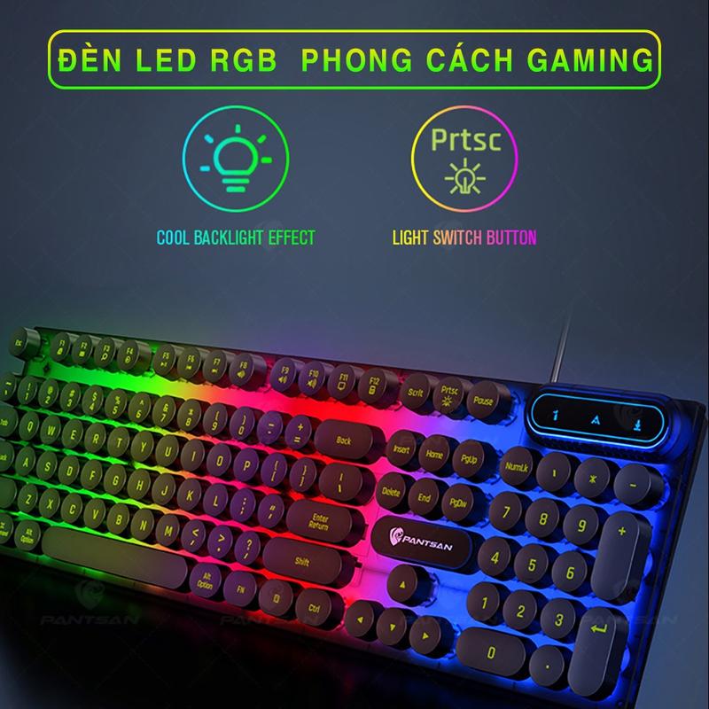 Bàn Phím Máy Tính Gaming Giả Cơ PANTSAN PK100 Nút Tròn Led 7 Màu Cực Đẹp