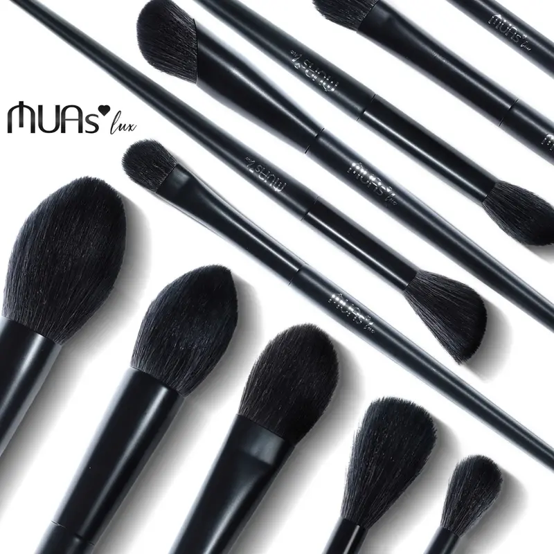 [Bộ cọ MUA Lux]Bộ cọ MUAs Lux 16 cây và 15 cây thân gỗ đen chất lông mền mịn sang chảnh kèm hộp và mút 6