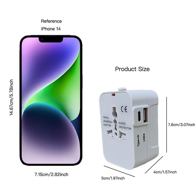 Travel Adapter, Universal Travel Plug Adapter (1 Count), Type-C & USB Port Travel Adapter, Travel Plug Adapter for Home Office Travel, Socket, Portable, Charging 1